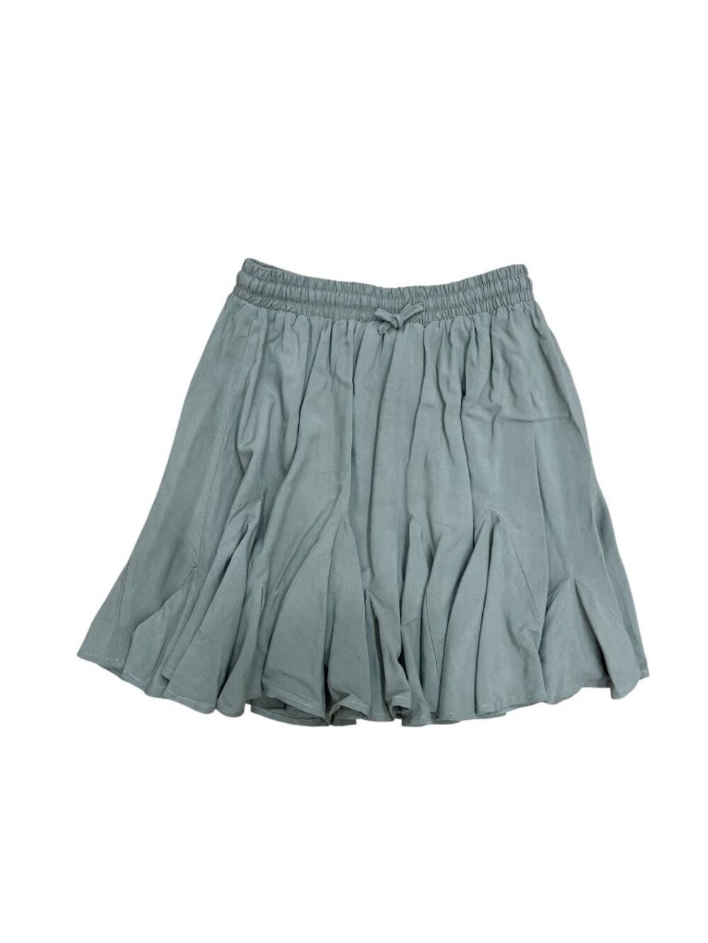 Loveriche Olive Green Fit & Flare Mini Skirt With Elastic Drawstring Waist Lined
